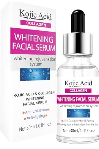 Image of Kojic Acid Face Serum with Collagen Fights Pigmentation Fades Dark Spots Anti Aging | Brightens & Evens Skin Tone Reduces Dark Spots, Fine Lines & Blemishes Hydrating & Plumping Serum for Glowing Skin