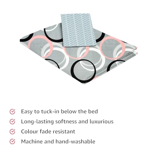 Image of IVAZA Ezyption Cotton Soft and Warm Mix N Match Bedsheet Set for Single Size Bed Soft Durable bedsheet with1 Pillow Cover Grey Circle