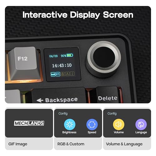 Image of MechLands Aula F75 MAX Wireless Gaming Keyboard with Screen & Knob, 75% Hot Swappable Mechanical Keyboard with Creamy Gasket, RGB Backlits, NKRO for Win /Mac /Linux (Black Red)