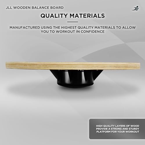 JLL® Wooden Balance Board, ANTI SLIP SURFACE, Exercise Fitness Workout Rehabilitation Training Exercise Wobble Board - Image 5