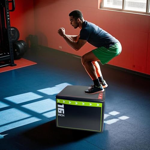 Jump Box - Sprungbox - 40x30x35 cm - Anti-Rutsch Oberfläche - Tragfähigkeit 300 KG - Stoßfeste Und rutschfeste Step-Up-Box Für Übungen, Trainingsgeräte Fürs Fitnessstudio, Schwarz