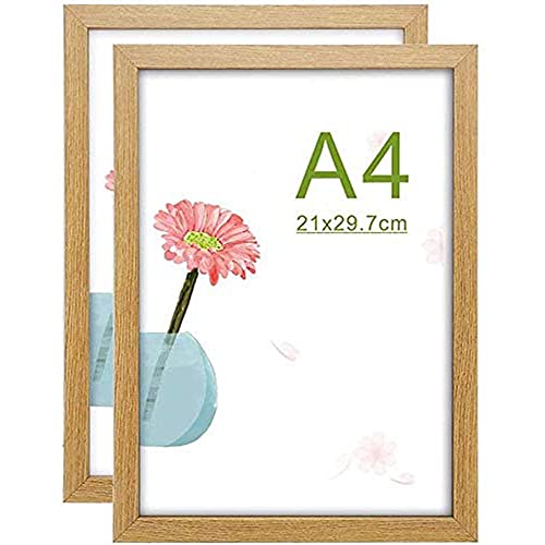 A4 21 x 29,7 cm cornici Foto in MDF con Vetro HD Set di 2 (Marrone)