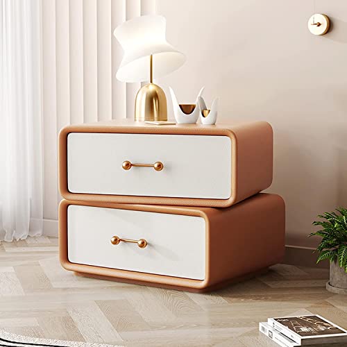 Mesita de noche infantil de madera maciza con 2 cajones giratorios, moderna y creativa, para almacenamiento de dormitorio