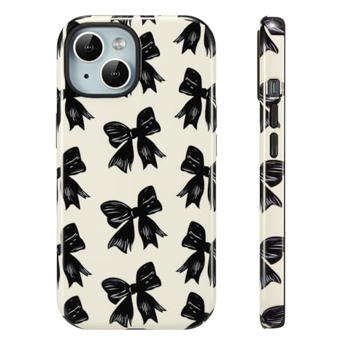 Étui iPhone 14 Plus avec nœud noir, une idée cadeau idéale pour filles