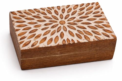 Great Birthday Gift Ideas Handmade Decorative Wooden Jewelry Box Jewelry Organizer Keepsake Box Treasure Chest Trinket Holder Watch Box Storage Box Housewarming Gifts Women by The Great Indian Bazaar - Used condition - US$16.57