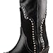 OMJPWS Cowboy Boots for Women Western Boots Cowgirl Ladies Pointed Toe Pull On Mid Calf Classic Fashion Dress Retro Boots (Black, US Footwear Size System, Adult, Women, Numeric, Medium, 8.5)