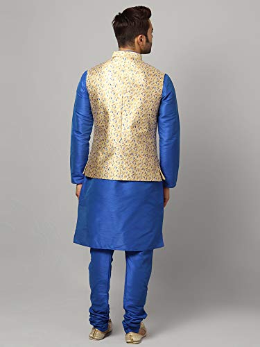 Image of Uri and MacKenzie Men's Silk Blend Kurta Churidar Pyjama with Stylish Nehru Jacket