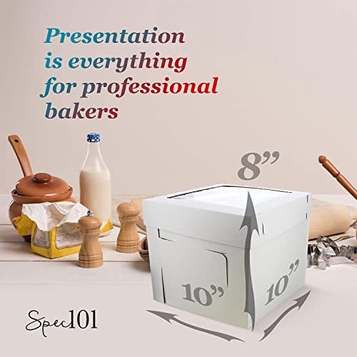 Zfbb101 Cake Boxes With Window 25Pk 8In X 8In X 8In White Bakery Boxes, Disposable Cake Containers, Dessert Boxes #TOP3