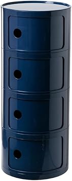 Bedside Cabinet, Nordic Modern Bedside Cabinet with Drawers & Sliding Door - for Bedroom Round Bedside Table 2/3/4 Tier Plastic Nightstand Storage Unit Chest,Blue,4tier