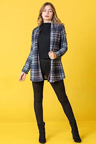 Image of Eloges Women's Multi Stripe Soft Knit Open Cardigan with Suede Elbow Patch