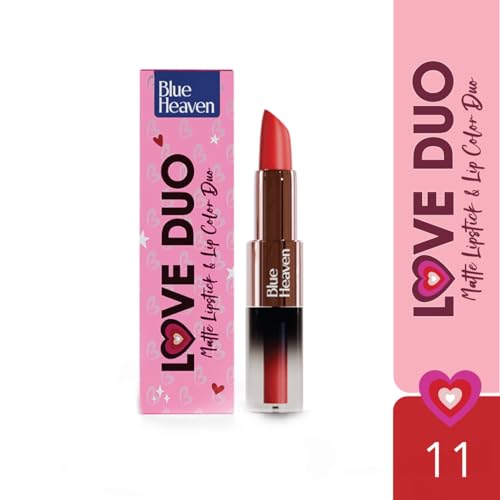 Image of Blue Heaven Love Duo 2 in1 Dual Sided Lipstick for women | Non Transfer| Hydrating and Long Lasting Upto 12 hrs | Soft Matte Finish formula - 11 |1.5ml + 4g