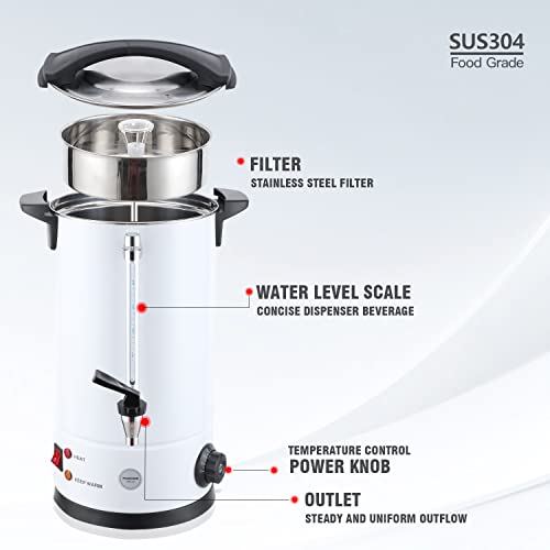 Fooikos Coffee Urn,16L-110 Cups, 304 Stainless Steel,1600W Fast Heating White #TOP6