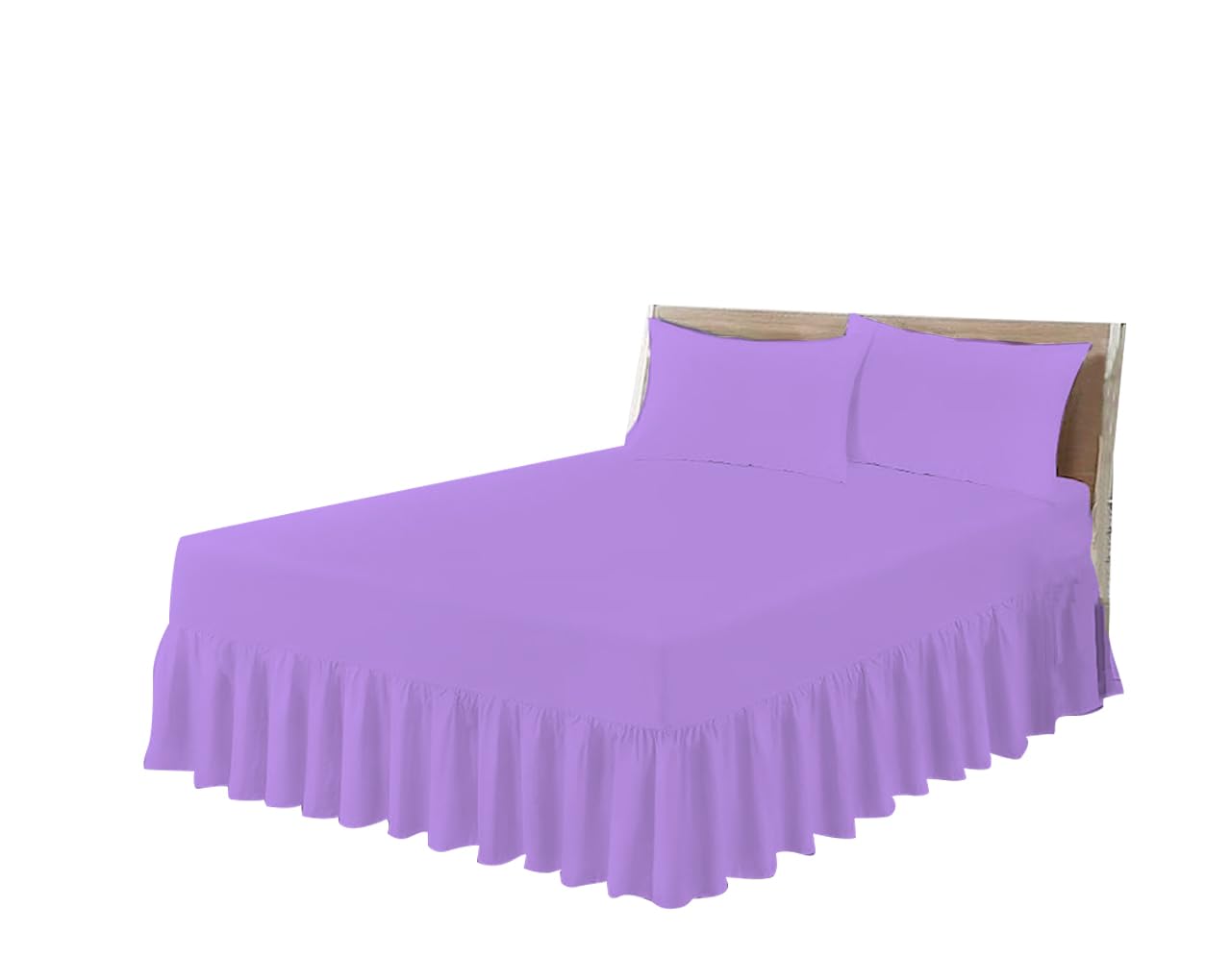 HOME ACE Lilac Easy Iron Double Valance Sheet Polycotton Fitted Valance Sheets, Fitted Valance Sheet Double Bed, Poly Cotton Double Bed Valance Sheet