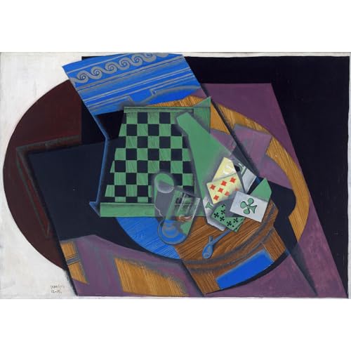 Impression giclée d'art Juan Gris Damier et cartes à jouer reproduction sur toile premium