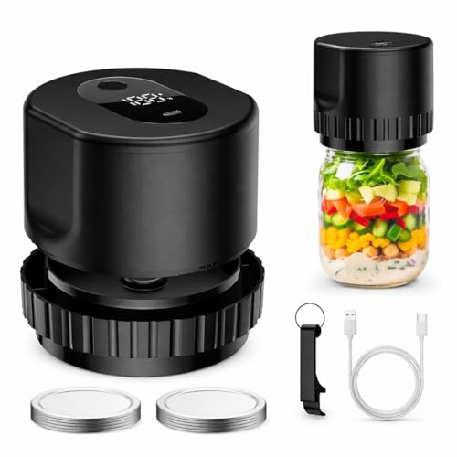 Mason Jar Vacuum Sealer Kit - Electric Jar Vacuum Sealer for Mason Jars - Versatile Can Sealer & Jar Sealer for Food Storage & Canning - Includes Rechargeable Pump - Compact & Portable Design