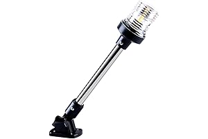 White LED Fold Down Stern Boat Light for Pontoon and Fishing Boats (9")