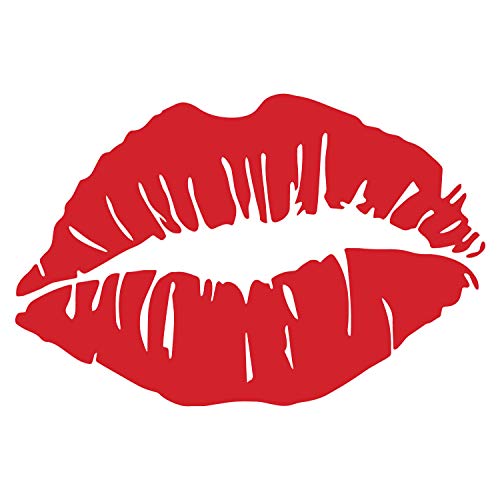 Image of Lips Kiss Mouth Vinyl Decal Sticker Car Window Bumper Die Cut 5.5-Inches Premium Quality UV Resistant No Background (5.5-Inches, Red) JMM0297RED5