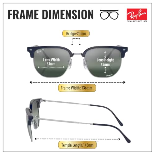 Image of Ray-Ban RB4416 NEW CLUBMASTER Squar Shape Sunglasses with Official Kit