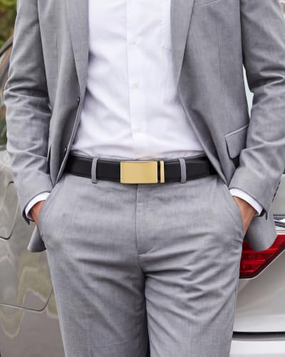 Image of CHAOREN Mens Leather Ratchet Belt - 1 3 /8 inch for Dress Pants