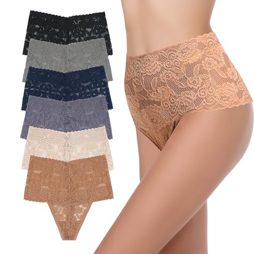 String taille haute galbant en dentelle de coton extensible grand confort