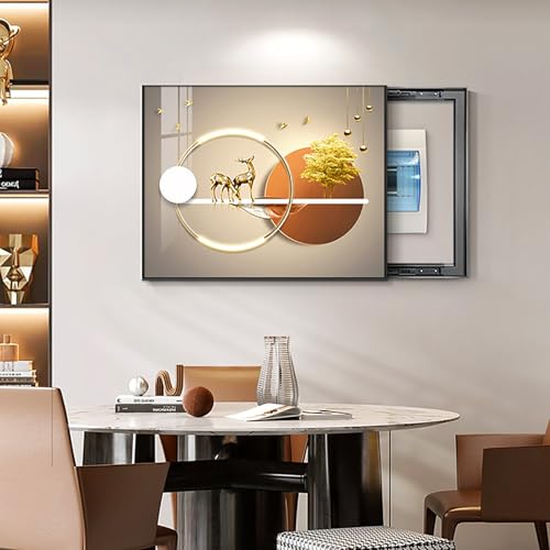 Breaker Box Cover Decorative, Electric Meter Fuse Box Cover, Modern Wall Art Painting, Crystal Ceramic Surface, Sliding or Flip-up Design, Widely Used(Orange 1,60 * 50cm/23.6 * 19.7in)