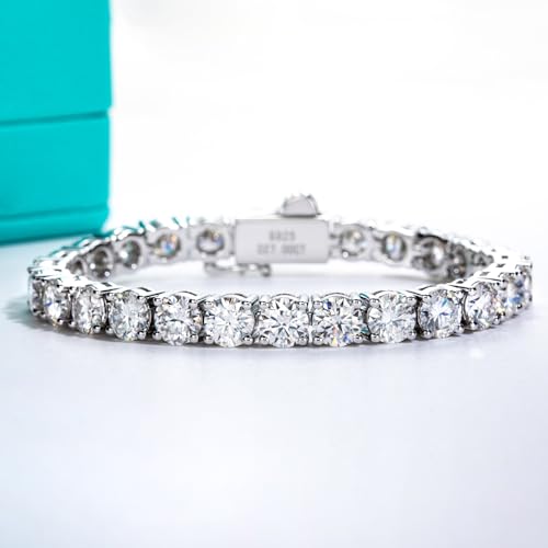 AnuClub Moissanite Tennis Bracelet 4.8-32cttw D Color VVS1 925 Sterling Silver 3/4/5/6.5MM Round Cut Moissanite Classic Bracelets for Women Men with Certificate2