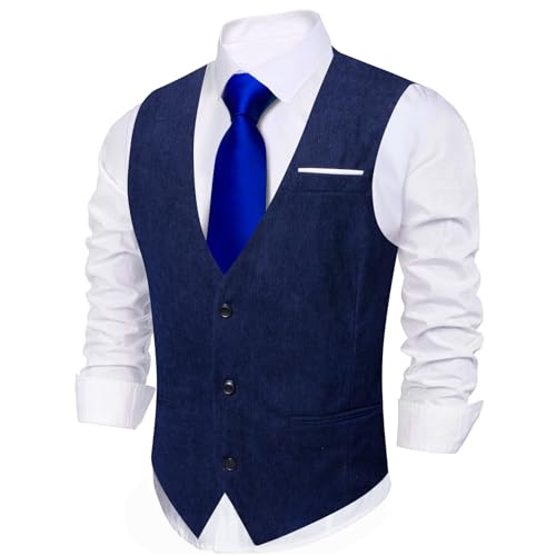 Image of Barry.Wang Mens Outdoor Corduroy Vests Vintage Western Cowboy Sleeveless V-neck Waistcoat Retro Casual Vest