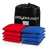 Play Platoon Premium Weather Resistant Duck Cloth Cornhole Bags - Set of 8 Bean Bags for Corn Hole Game - 4 Red & 4 Blue