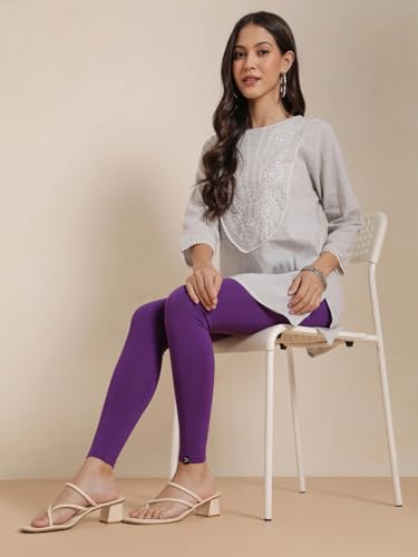 Image of TWIN BIRDS Women Viscose Ankle Leggings | Stretchable Kurti Wear Bottom