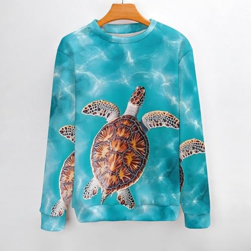 Sea Turtle Swimming Men's Crew Neck Sweater Knit Pullover Women Casual Long Sleeve Crewneck Loose Fit Top2