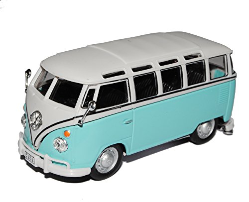 VW Volkswagen T1 Transporter PeRSonen Bully Blau Weiss 1/43 Cararama Modell Auto