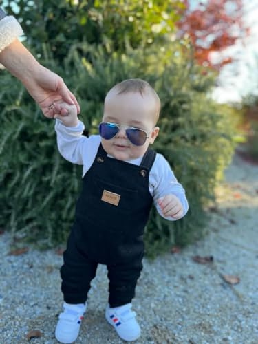 Baby Boy Bib Overalls Button Suspender Pants Plain Romper Loose Jumpsuit Solid Straps Trousers3