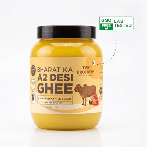 Image of Two Brothers Organic Farms Bharat ka Desi Ghee 1 L | Danedaar Ghee made from Desi Gir Cow milk cream | Grass-fed Desi Gir Cows | Premium Desi Ghee | Handcrafted in Small Batches