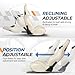 Auto Dynasty Pair of Racing Seat Universal Vinyl Leather Stitching Reclinable Bucket Seats with Bottom Mount Sliders, 37 (H) x 20.5 (W) x 21 (D) Inches, Driver and Passenger Side, White