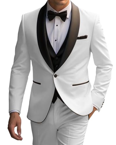 Shawl Lapel Tuxedo for Men Slim Fit 3 Piece Suit One Button Blazer Vest Pants for Wedding Prom with Tie4