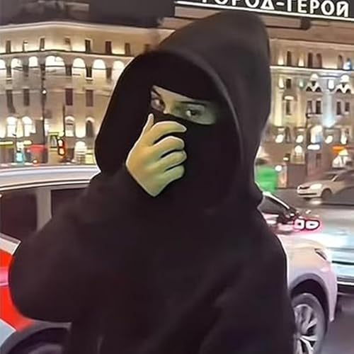 Balaclava Hoodie Zipper, Double Hooded Zip Jacket Wind-resistant Winter Hoodies for Men, Pullover Hooded Sweatshirt2