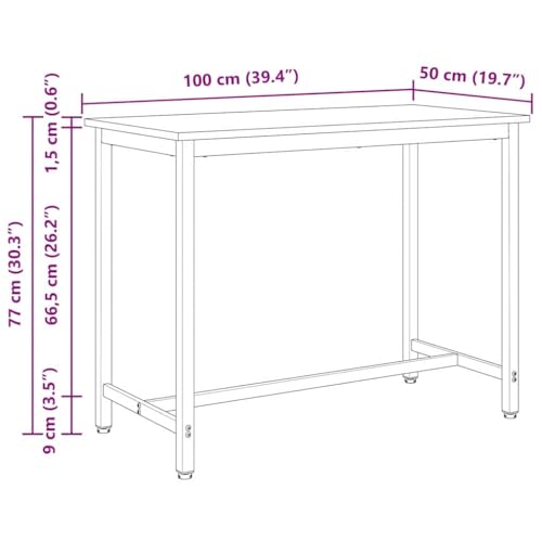 Table blanche en bois et acier stable réglable hauteur 100x50x77 cm - 3