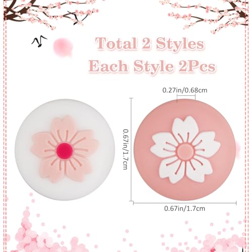 Image of GORGECRAFT 4Pcs 2 Styles Silicone Thumb Grip Caps Cute Kawaii Soft Round Flower Thumbstick Joystick Rocker Button Cover Replacement Compatible with Switch 0.67x0.67inch