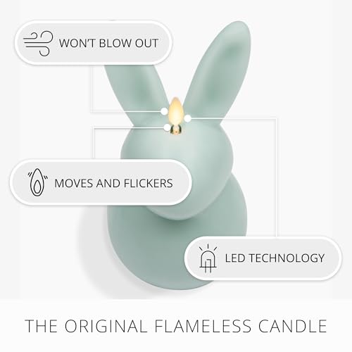 Image of Luminara Easter Bunny Candle- Fresh Mint 4.5 inch x 4.5 inch x 8.5 inch- Flameless Real-Flame Holiday-Inspired Decor- AA Batteries- Flickering LED Flame