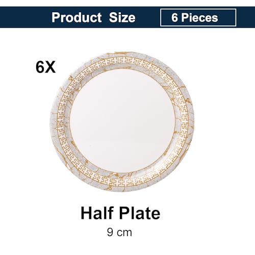 Image of Golden Fish 6 Pcs Quarter Plate Set for Quick Serving | Small Plates for Snacks, Breakfast & Starters | Compact Size, Easy Handling & Stackable Design | Ideal for Home Use & Gifting