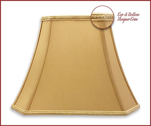 Image of Royal Designs Rectangle Bell w Cut Corners Designer Lamp Shade, Antique Gold, (5.5 x 7) x (10 x 14 )10.5