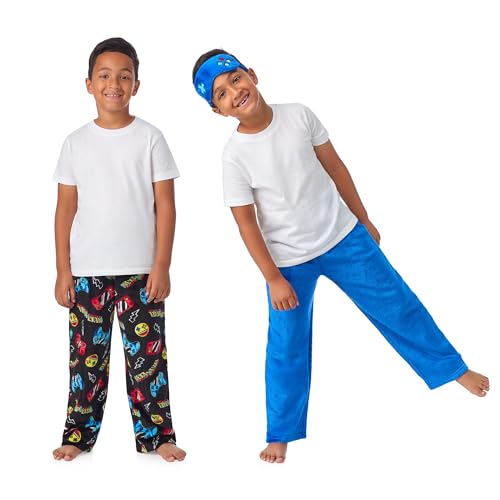 Saint Eve Kids Boys Fuzzy Pajama Pants, 2 Piece PJ Pant Set and Sleep Mask2
