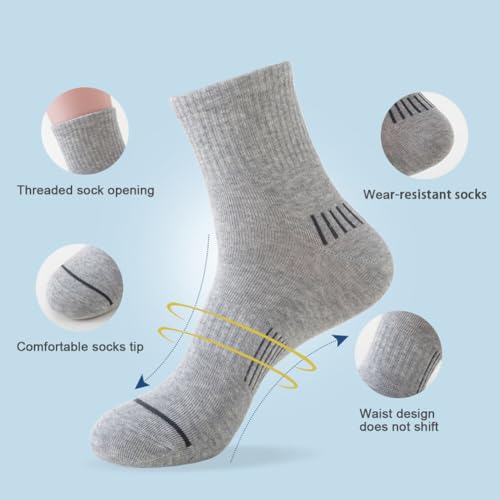5 Pairs Women Thin Cotton Socks, Soft Cotton Bootie Socks Above Ankle Crew Socks, Men Sports Socks Mid Length Socks3