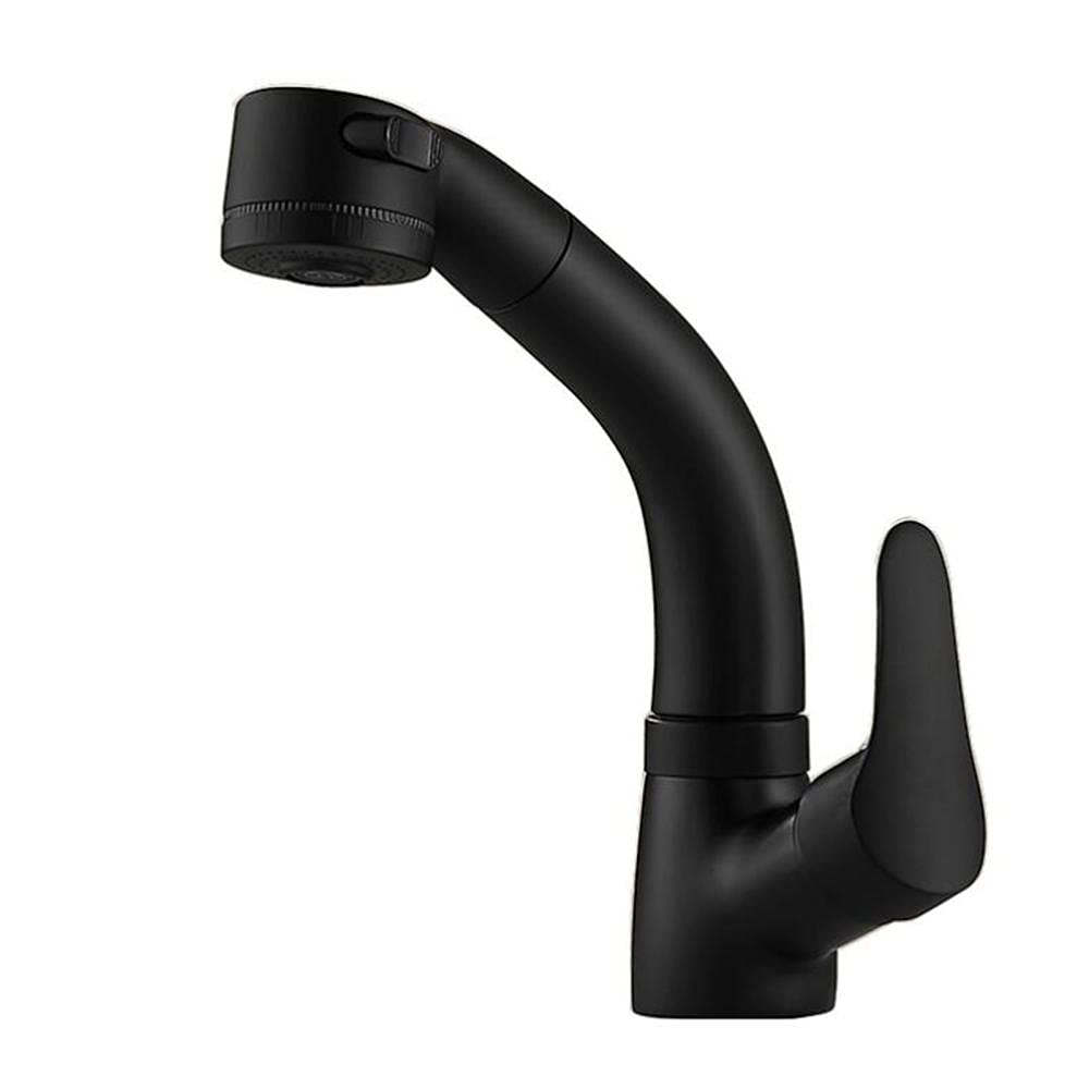 Mitigeur lavabo avec douchette extractible en laiton doré à rotation 360°