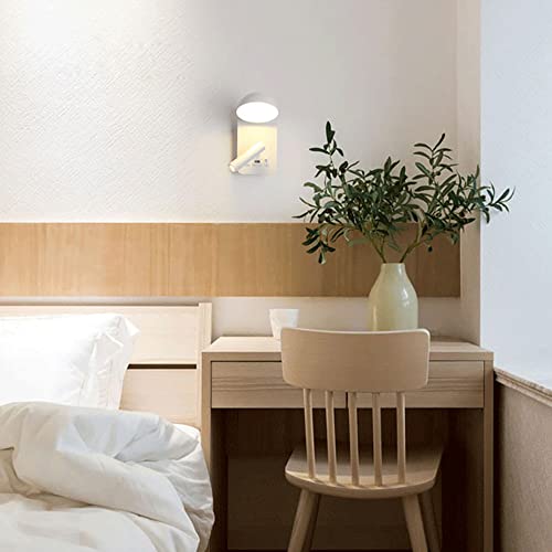 Aplique de pared LED blanco con lector regulable de 3W para dormitorio moderno 4