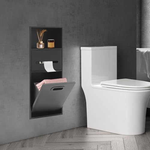 Caneca de basura empotrada para baño 4 galones negra miniatura 7