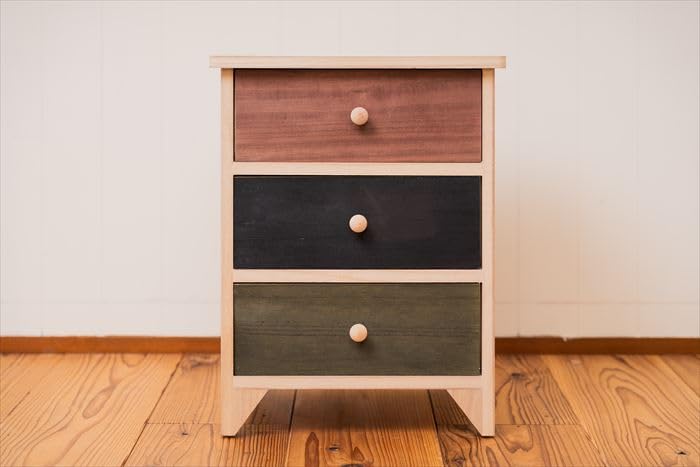 桐の3段チェスト HAGiHARA チェスト 3段 ガラス開き戸付 桐製 ビンテージ調 幅