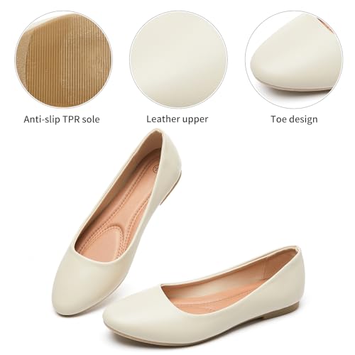 Image of Hash Bubbie Women's Flats Shoes Ballet Flats Dress Shoes Comfortable PU Leather Slip on Shoes for Women