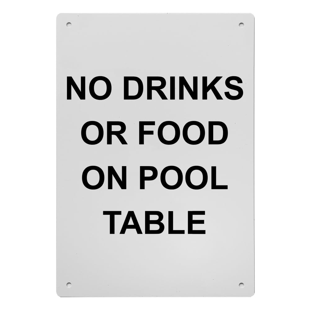 No Drinks Or Food On Pool Table Sign, 8.5 x 11 in