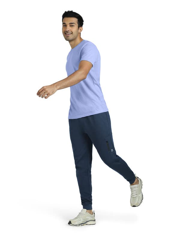 Image of XYXX Athleisure Men's Cotton Joggers | Antimicrobial, Peach Finish, Extra Sweat Absorbent Loungewear | Regular Fit Solid Hype Joggers with Zipper Pocket